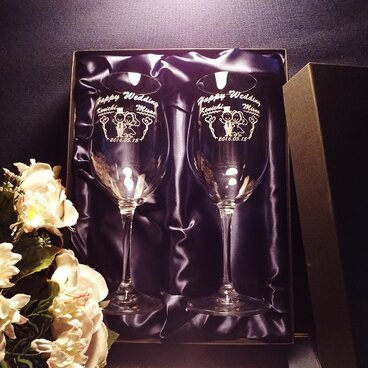 ペアワイングラス彫刻!選べる11種類デザイン(化粧箱)