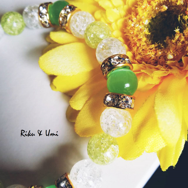 ❀あなたのパワースポット/クラック入りペリドット＆クラック入り水晶天然石天然石ブレスレット