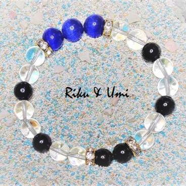 ♡あなたのパワースポット/ブルーアゲート＆アメジスト＆水晶天然石ブレスレット 天然石ブレスレット