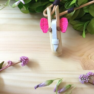 【素竹アクセサリー】A　SO bo 　ゾウさん　×　vividly pink