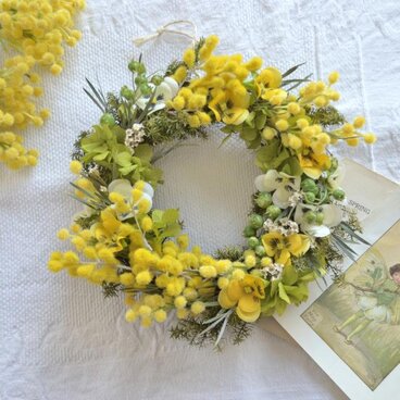ミモザ～春を祝うリース　