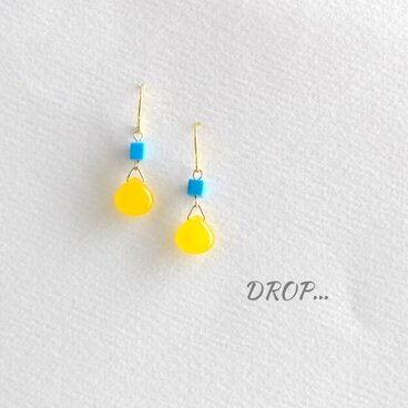 d65 G110【天然石 イエロージェイド】と【ターコイズ】のピアス（パーツ変更可能）