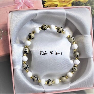 ♡あなたのパワースポット/ダルメシアンジャスパー＆ホワイトオニキスの天然石ブレスレット