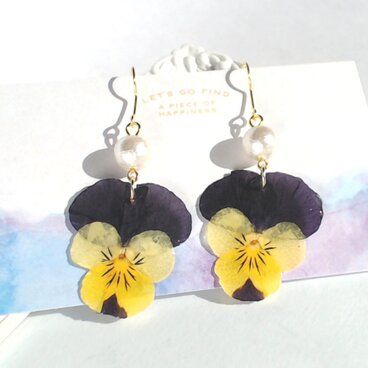 パンジーの押し花ピアス