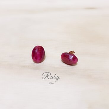 14kgf ファセットカット カボションピアス ルビー