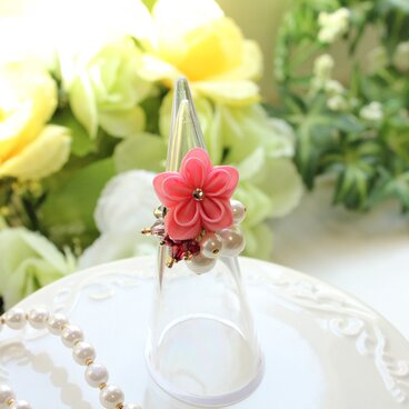 ヴェスタとパールのリング☆つまみ細工