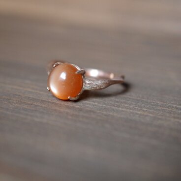 K10PGオレンジムーンストーンキャッツアイ　リング