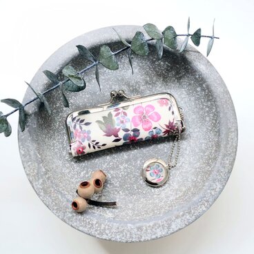 リバティ[エデナム]のがま口印鑑ケース メタル朱肉付き