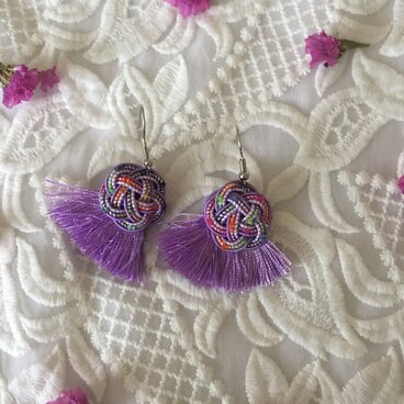 水引とタッセルのピアス