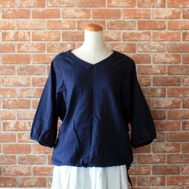 スラブダブルガーゼ　七分袖ドルマンスリーブブラウス