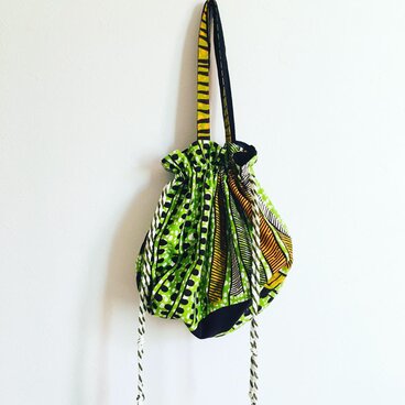 アフリカンプリント 巾着バッグ(小)