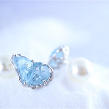 shiranami-白波-　ピアス　ブルートパーズ　シルバー925　1点もの