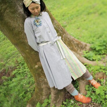 ＜一点物＞ コサージュ付コートワンピース