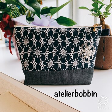 手差しビーズのポーチ