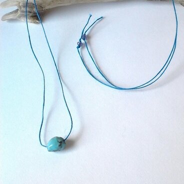 ヘンプネックレス  ターコイズ(青)
