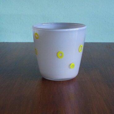 輪っかの模様のグラス　「circle」グレー×イエロー