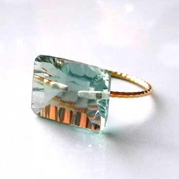 一点物◇K10ライトブルーグリーン フローライト キャンディリング