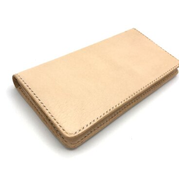 ロングウォレット ver1/長財布　ヌメ革：ナチュラル【選べるステッチカラー】(r105)