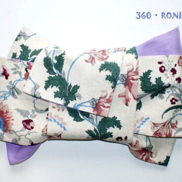 「リネンの蔦花帯」★幅広18.5cm★リバーシブル半幅帯