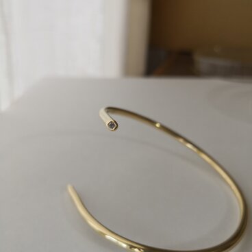 〈真鍮バングル〉ダイヤモンド×らせんクリアバングル【受注制作】