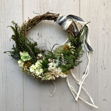 プリザーブドフラワー・大人のグリーンハーフリース