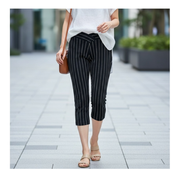 ❤SALE❤S～L対応！穿いている感じがしないレギンスストレッチショート丈パンツ:普段着やスポーツで通年使用◎ストライプ