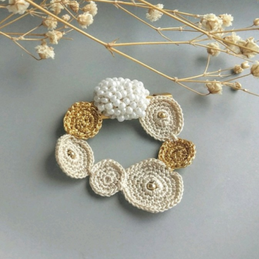 山野草のブローチ　-bouquet- [ivory]