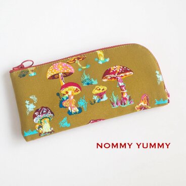 L字ファスナー長財布   カラフルなキノコ  ＊340＊