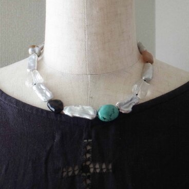 レクタングルパールのネックレス　