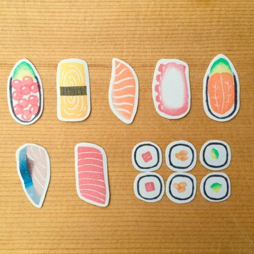 消しゴムはんこのグルメなお寿司フレークシール