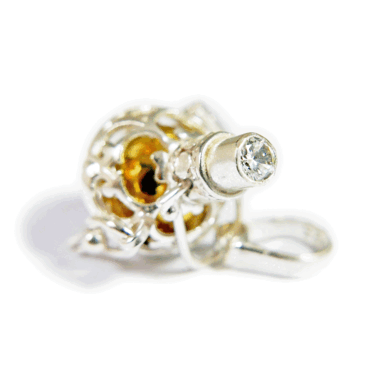 •✼送料無料✼•ジルコニアのガムランボール/SILVER/4月誕生石 ༺揺らすとシャラン♪癒しの音色•*•ヒーリングペンダント༻