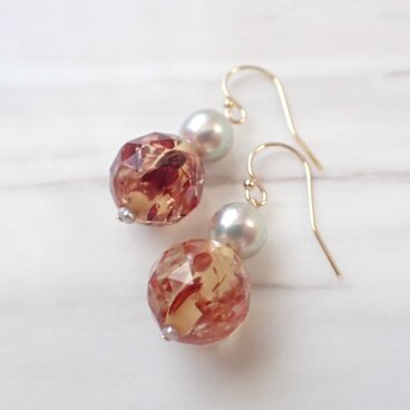 K14GF akoya pearl & amber pierce