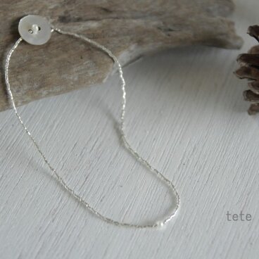 カレンビーズ+淡水パールのアンクレット