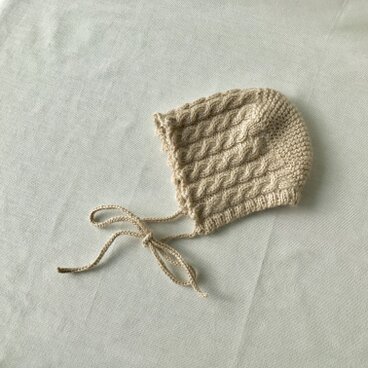 アルパカ×ウール　ベビーボンネット ベージュ　