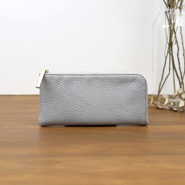 【シルバー】上品かつ高級感のある薄マチ軽量で大きく使えるL字財布/L字長財布【ユニセックス】