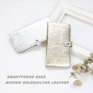 【i phone11対応開始】ワンランク上の大人の上品手帳型スマホケース【メタリックミラー箔レザー 】【全2色】