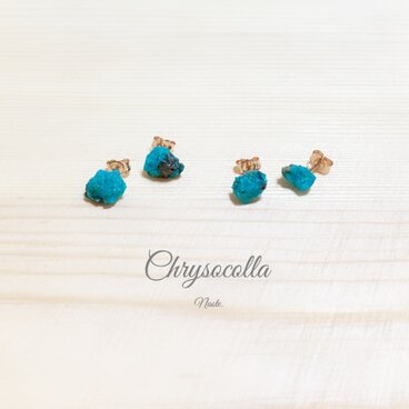 14kgf クリソコラ 原石ピアス