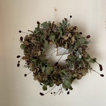 紫陽花とワレモコウのリース