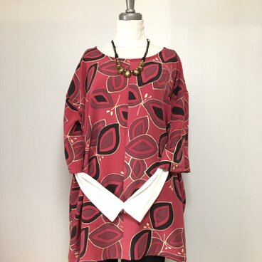 正絹 ゆったりチュニック 七部袖 着物リメイク