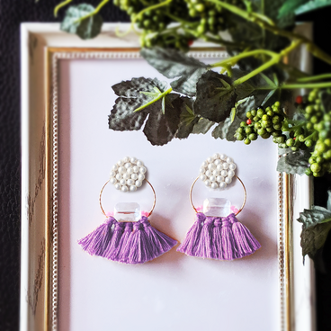 ガラスビーズ×フリンジ【ピアス/イヤリング】秋の思惑