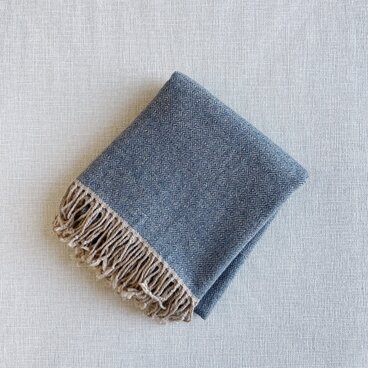 手織りカシミヤラムウールショール（ブルーバーズアイ Blue bird's-eye）