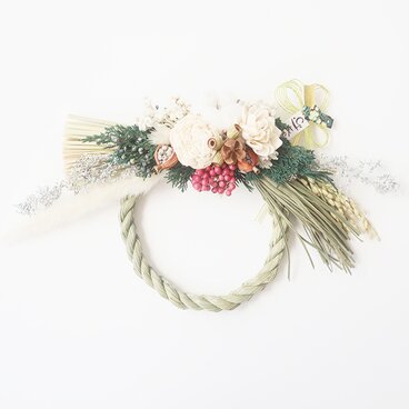 ソーラーローズとペッパーベリーのしめ縄飾り