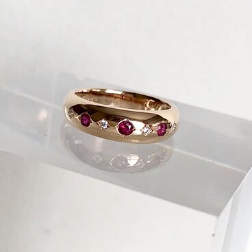 K18PG ルビーダイヤリング　－ポルカドット－