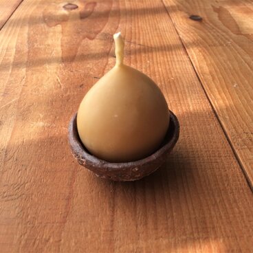 蜜ろうキャンドルと器のセット　茶色