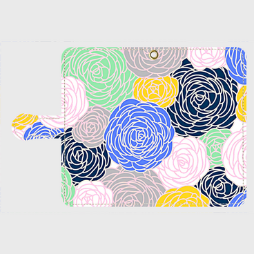 北欧デザイン　フラワープリント②　galaxy、Xperia　等多機種対応　　手帳型