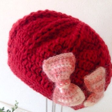 キッズニットリボンベレー帽