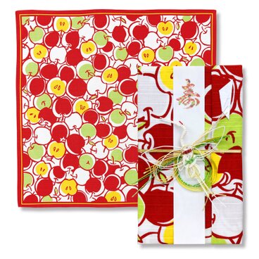 風呂敷で作った御祝儀袋/甘蜜林檎/りんご柄/小紋調/名入れ無料/お弁当包みに最適なサイズ