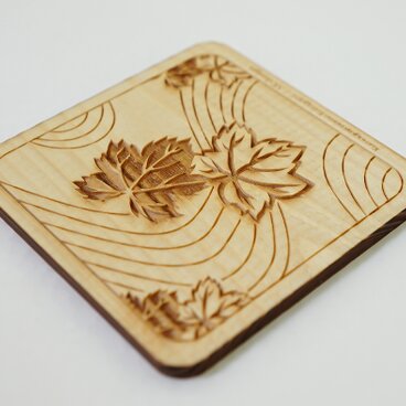 木製コースター 熊谷型紙　流水・葉・竜田