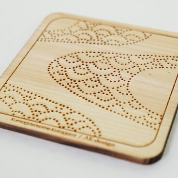 木製コースター 熊谷型紙　よろけ縞・青海波