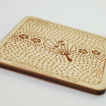 木製コースター 熊谷型紙　うちわ・桜